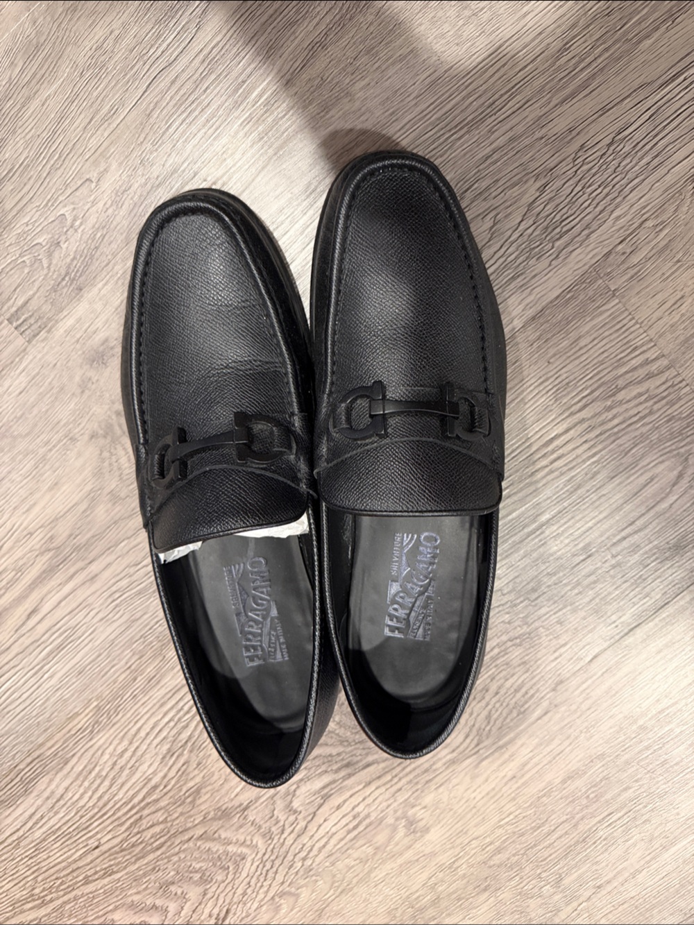 Salvatore Ferragamo Black Leather Bit-Detail Slip-On Loafers